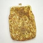 Click here to enlarge image and see more about item 12901: Shimmery Gold Beaded Sequined Evening Bag Cigarette Purse