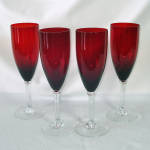 Click to view larger image of Set 4 Tall Ruby Fluted Champagne Goblets (Image2)