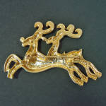 Click to view larger image of Double Reindeer Rhinestone Goldtone Christmas Brooch Pin (Image3)