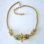 Click to view larger image of Coro Colorful Rhinestone Flower Necklace (Image2)