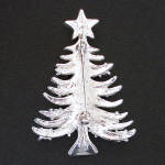 Click to view larger image of Aurora Rhinestone Silvertone Christmas Tree Pin Brooch (Image2)