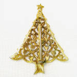 Click to view larger image of Goldtone Christmas Tree Pin Multicolor Rhinestones (Image2)