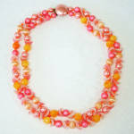 Click here to enlarge image and see more about item 15031: Pink and Apricot Beaded Mid Century Necklace