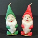 Click here to enlarge image and see more about item 15212: Gurley 1950s Christmas Elf Gnomes Figural Candles