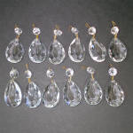 Click here to enlarge image and see more about item 15224: Dozen Crystal Teardrop Glass Lamp Prisms 3.75 Inch