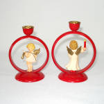 Click to view larger image of Germany Plastic Barefoot Angel in Ring Christmas Candlesticks (Image2)