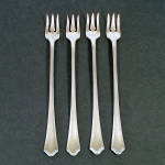 Click here to enlarge image and see more about item 15318: Hotel Plate Oneida 4 Silverplate Cocktail Forks