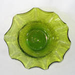 Click to view larger image of Olive Green Crackle Glass Ruffled Bowl (Image3)