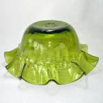 Click to view larger image of Olive Green Crackle Glass Ruffled Bowl (Image4)