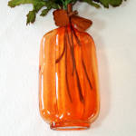 Click to view larger image of 4 Colorful Glass Bottle Vases With Artificial Orange Mums (Image2)