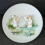 Click to view larger image of Mt Washington Victorian Glass Charger Plaque Bisque Figures (Image3)