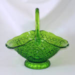 Click to view larger image of Indiana Canterbury Green Glass Centerpiece Basket (Image2)