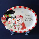 Click to view larger image of Fitz and Floyd Christmas Flurry Folk Cookie Platter Boxed (Image2)