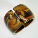 Click to view larger image of Lucite Swirled Caramel Mocha Wide Clamper Bracelet (Image4)