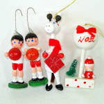 Click to view larger image of 1970s Wood and Flocked Christmas Ornaments Lot of 31 (Image4)