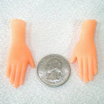 Click to view larger image of Pair Vintage Plastic Hands for Dollmaking Crafts 1.75 Inch (Image3)