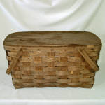 Click to view larger image of Rustic Peterboro Wood Splint Hinged Lid Picnic Basket (Image2)