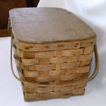 Click to view larger image of Rustic Peterboro Wood Splint Hinged Lid Picnic Basket (Image5)