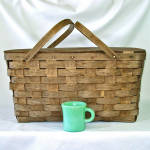 Click to view larger image of Rustic Peterboro Wood Splint Hinged Lid Picnic Basket (Image8)