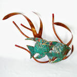 Click to view larger image of Angel Fish Metal Wall Art Sculpture Green Enameled Copper (Image2)