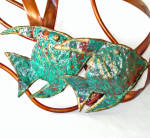 Click to view larger image of Angel Fish Metal Wall Art Sculpture Green Enameled Copper (Image3)