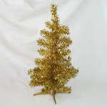 Click here to enlarge image and see more about item 15935: Gold Tinsel Tabletop Christmas Tree 16 Inches