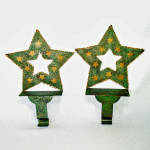 Pair Tin Star Christmas Stocking Hangers