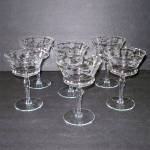 Click to view larger image of 6 Paneled Optic Crystal Liquor Cocktail Stems Cut Swags Flowers (Image2)