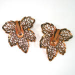 Click to view larger image of Lacy Copper Leaves Necklace Bracelet Earrings Parure (Image4)