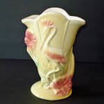 Click here to enlarge image and see more about item 16104: Hull Pottery Egret Tropical Flowers Vase