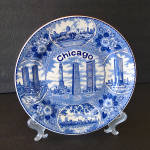 Click here to enlarge image and see more about item 16112: Chicago Blue Transferware English Souvenir Plate