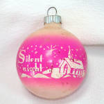 Click here to enlarge image and see more about item 16148: Shiny Brite Neon Pink Unsilvered Silent Night Christmas Ornament