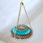 Click here to enlarge image and see more about item 16203: Aqua Pin Beaded Sequin Pearl Chain Christmas Ornament