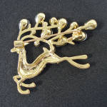 Click to view larger image of Christmas Leaping Reindeer Brooch Pin Blue Clear Rhinestones (Image2)