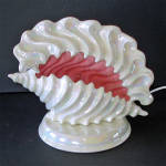 Click here to enlarge image and see more about item 16286: Pink White Ceramic Sea Shell TV Table Lamp