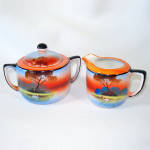 Click here to enlarge image and see more about item 16292: Noritake Art Deco Scenic Handpainted Creamer Sugar Set