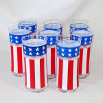 Click to view larger image of Libbey Set Patriotic Stars and Stripes Glass Tumblers in Caddy (Image2)