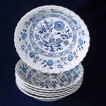Click here to enlarge image and see more about item 16409: Blue Fjord Wood & Sons England 6 Cereal Soup Bowls