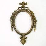 Click here to enlarge image and see more about item 5000: Italian Brass Picture Frame with Rose and Bow Decoration