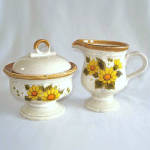 Click here to enlarge image and see more about item 5691: Mikasa Sunny Side Garden Club Creamer and Covered Sugar Set
