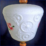 Click to view larger image of 1950s Milk Glass Roses and Wood Large Table Lamp (Image3)
