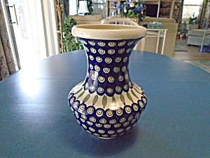 Boleslawiec Peacock Large Vase Mint