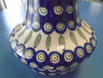 Click to view larger image of Boleslawiec Peacock Large Vase MINT (Image2)