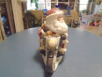 Click to view larger image of Sakura Santa Riding a Motorcycle Ceramic Cookie Jar (Image4)