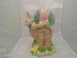 Click to view larger image of Rabbit Cookie Jar Ceramic w/Large Egg for the Cover  (Image2)
