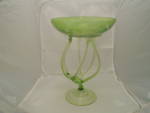 Click to view larger image of Art Glass Mid Century Hand Blown Green Bowl w/Tube-like Stems (Image1)