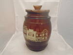 Click to view larger image of Siesta Ware Cookie Jar w/Wood Lid VINTAGE MINT (Image1)