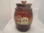 Click to view larger image of Siesta Ware Cookie Jar w/Wood Lid VINTAGE MINT (Image2)