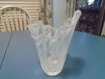Click to view larger image of Art Glass Frosted White and Clear Vase MINT (Image1)