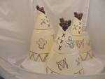 Click to view larger image of Tee Pee or Wig Wam Canister Set 3 Jars w/Covers Really Cute  (Image5)